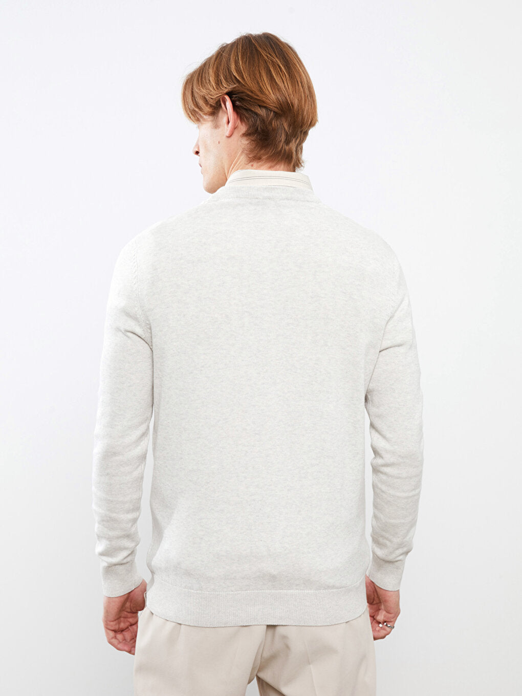 V-Neck Long Sleeve Men's Knitwear Sweater