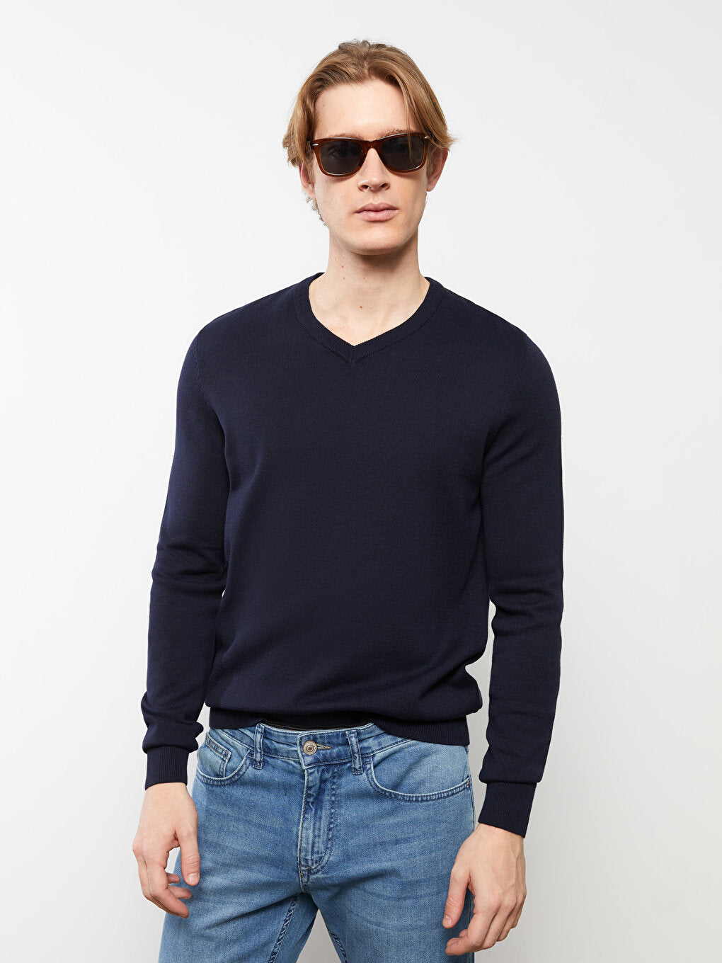 V-Neck Long Sleeve Men's Knitwear Sweater