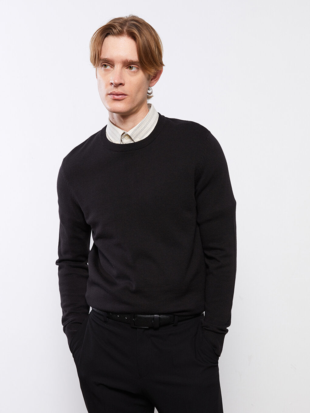 Crew Neck Long Sleeve Men's Knitwear Sweater