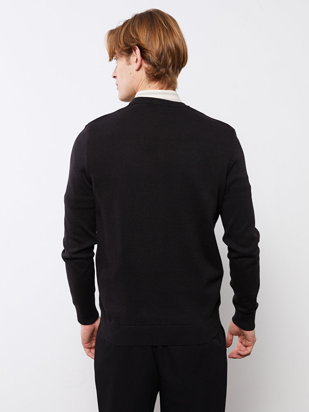 Crew Neck Long Sleeve Men's Knitwear Sweater