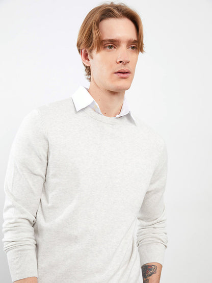 Crew Neck Long Sleeve Men's Knitwear Sweater