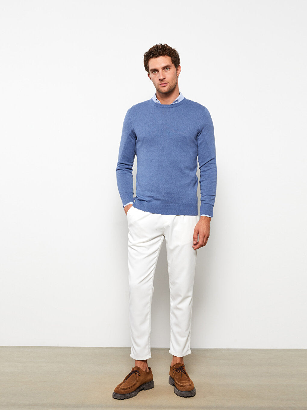 Crew Neck Long Sleeve Men's Knitwear Sweater