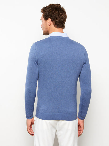 Crew Neck Long Sleeve Men's Knitwear Sweater