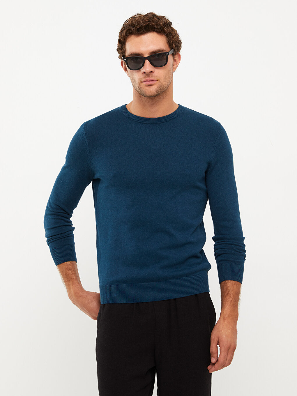 Crew Neck Long Sleeve Men's Knitwear Sweater