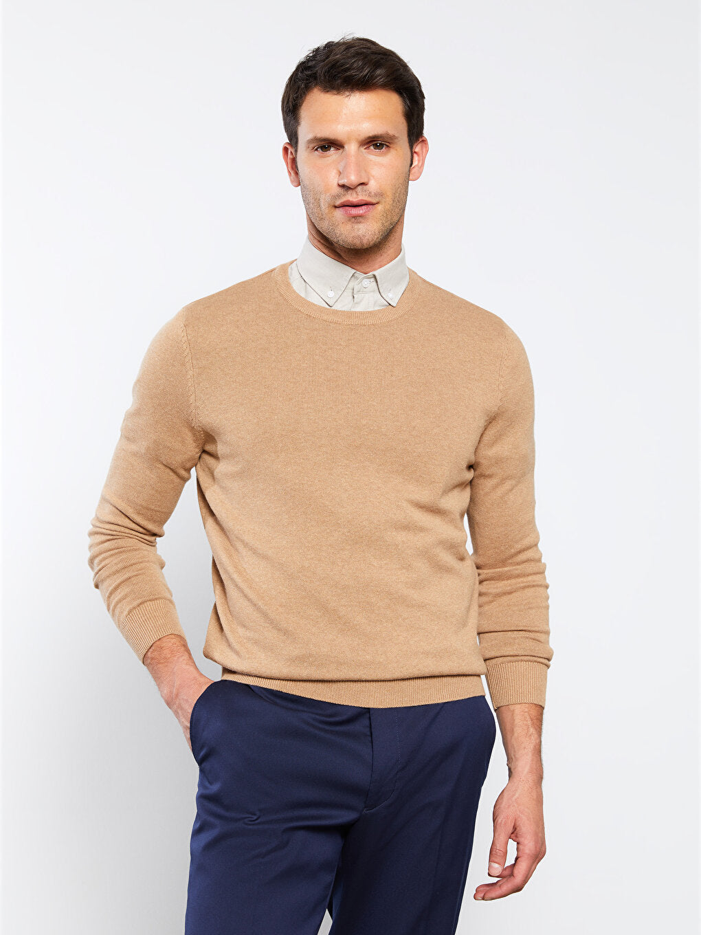 Crew Neck Long Sleeve Men's Knitwear Sweater