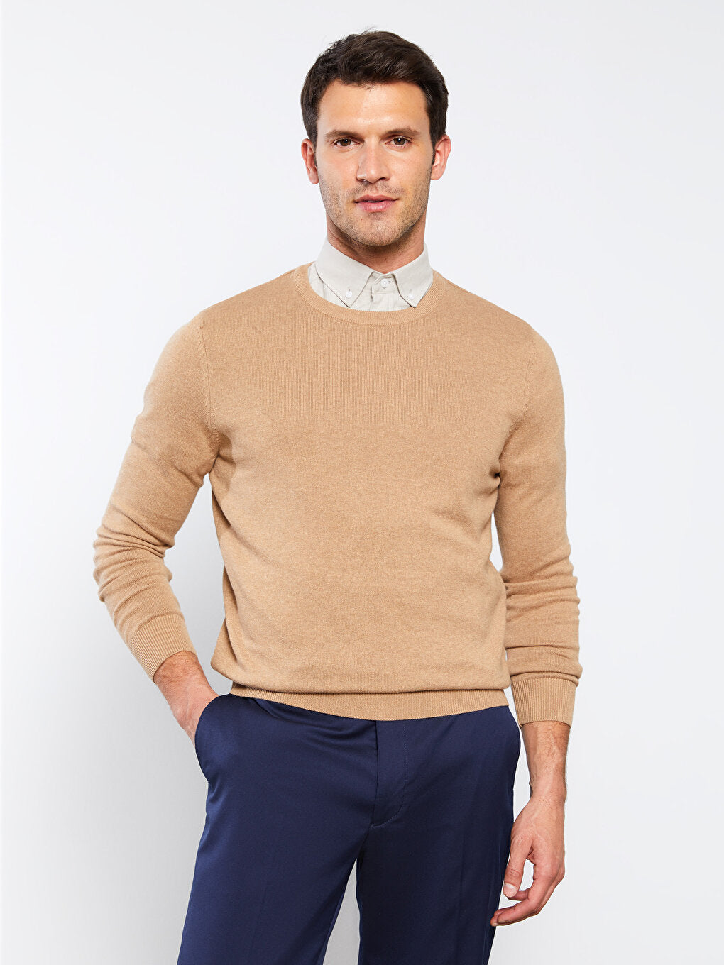 Crew Neck Long Sleeve Men's Knitwear Sweater