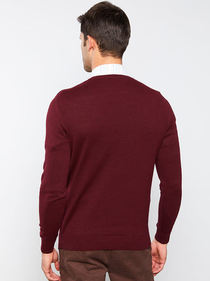 Crew Neck Long Sleeve Men's Knitwear Sweater