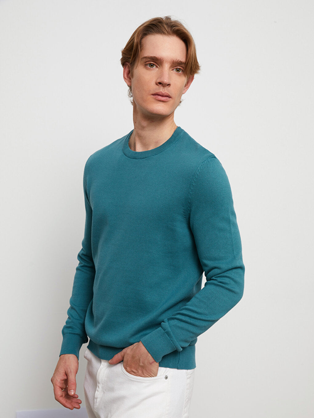 Crew Neck Long Sleeve Men's Knitwear Sweater