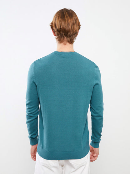 Crew Neck Long Sleeve Men's Knitwear Sweater