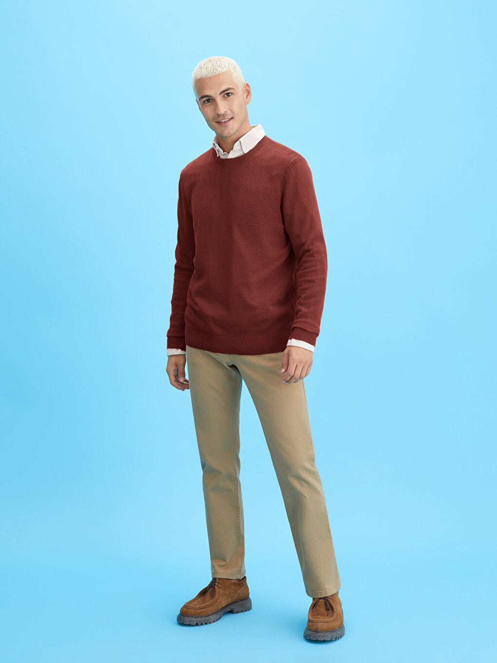 Crew Neck Long Sleeve Men's Knitwear Sweater