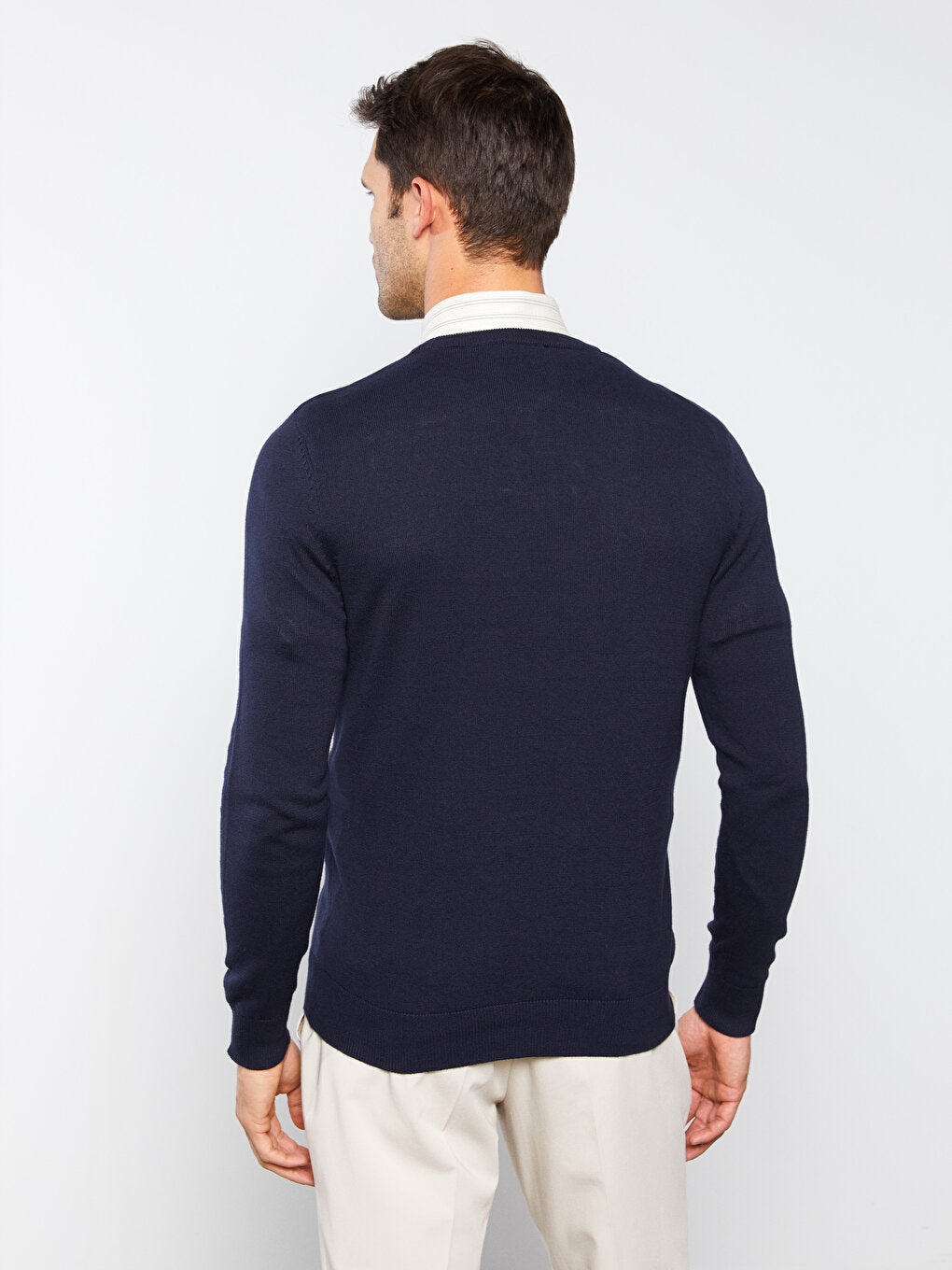 Crew Neck Long Sleeve Men's Knitwear Sweater