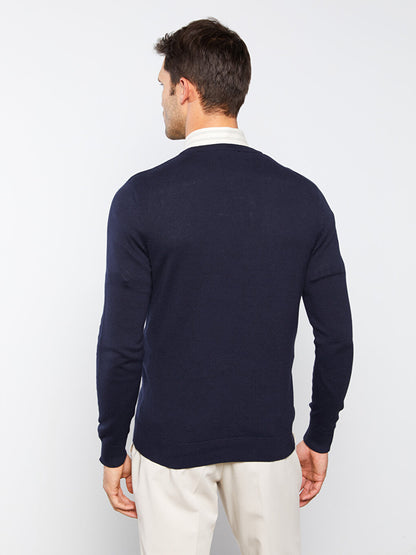 Crew Neck Long Sleeve Men's Knitwear Sweater