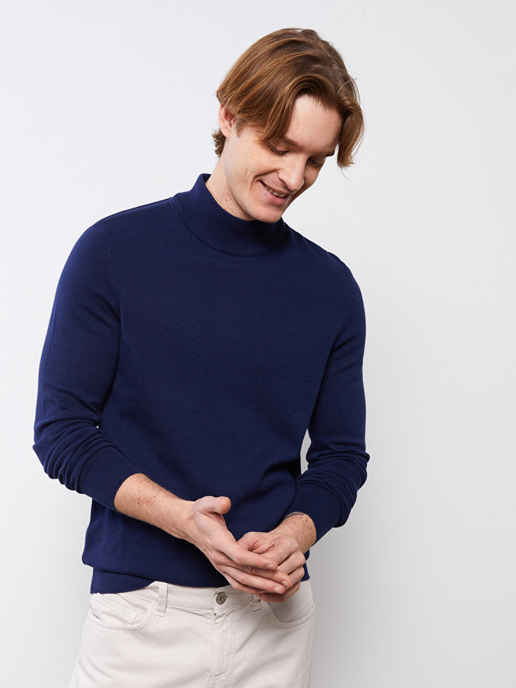 Turtleneck Long Sleeve Men's Knitwear Sweater