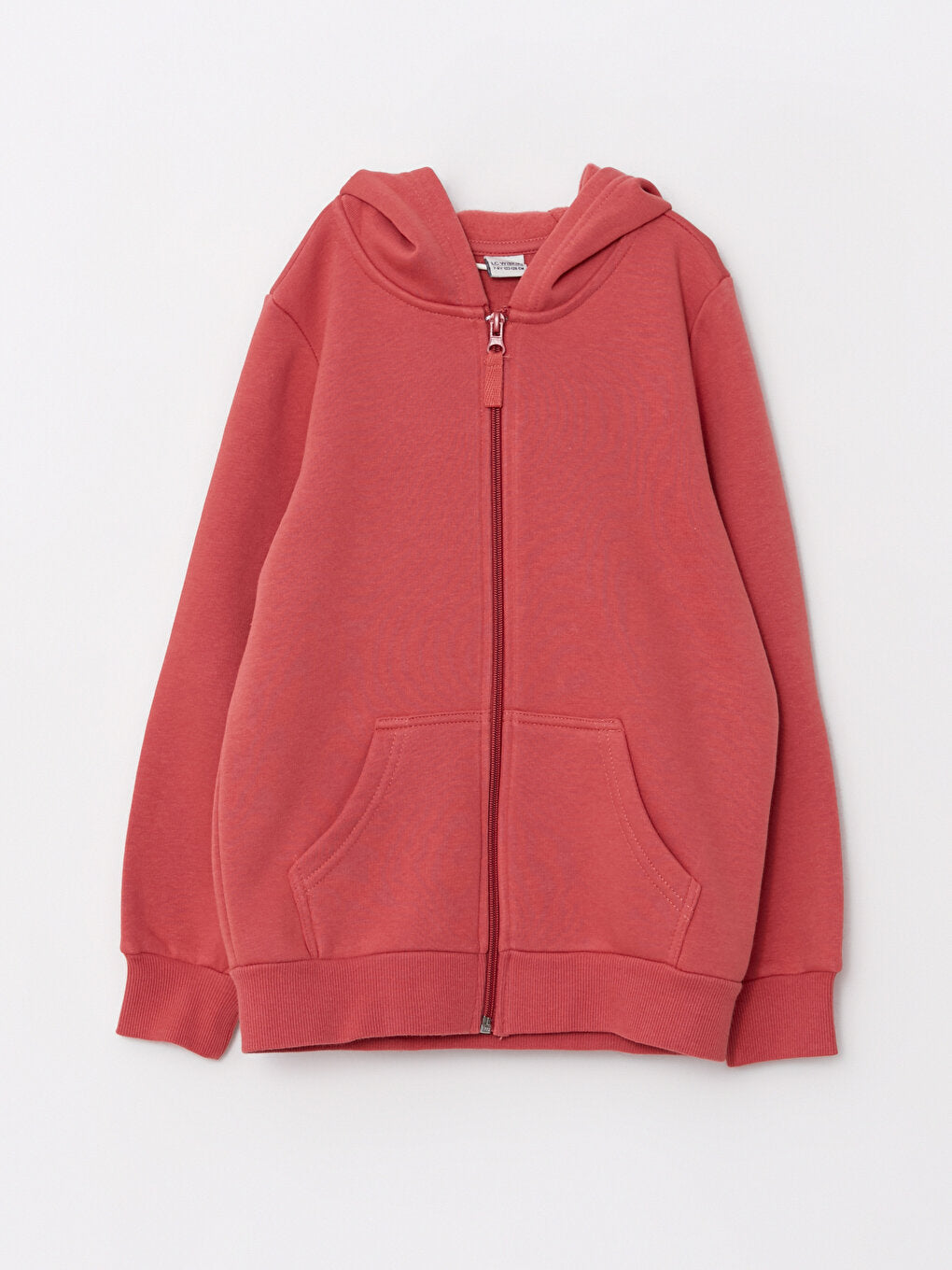 Hooded Basic Long Sleeve Girl's Zippered Sweatshirt