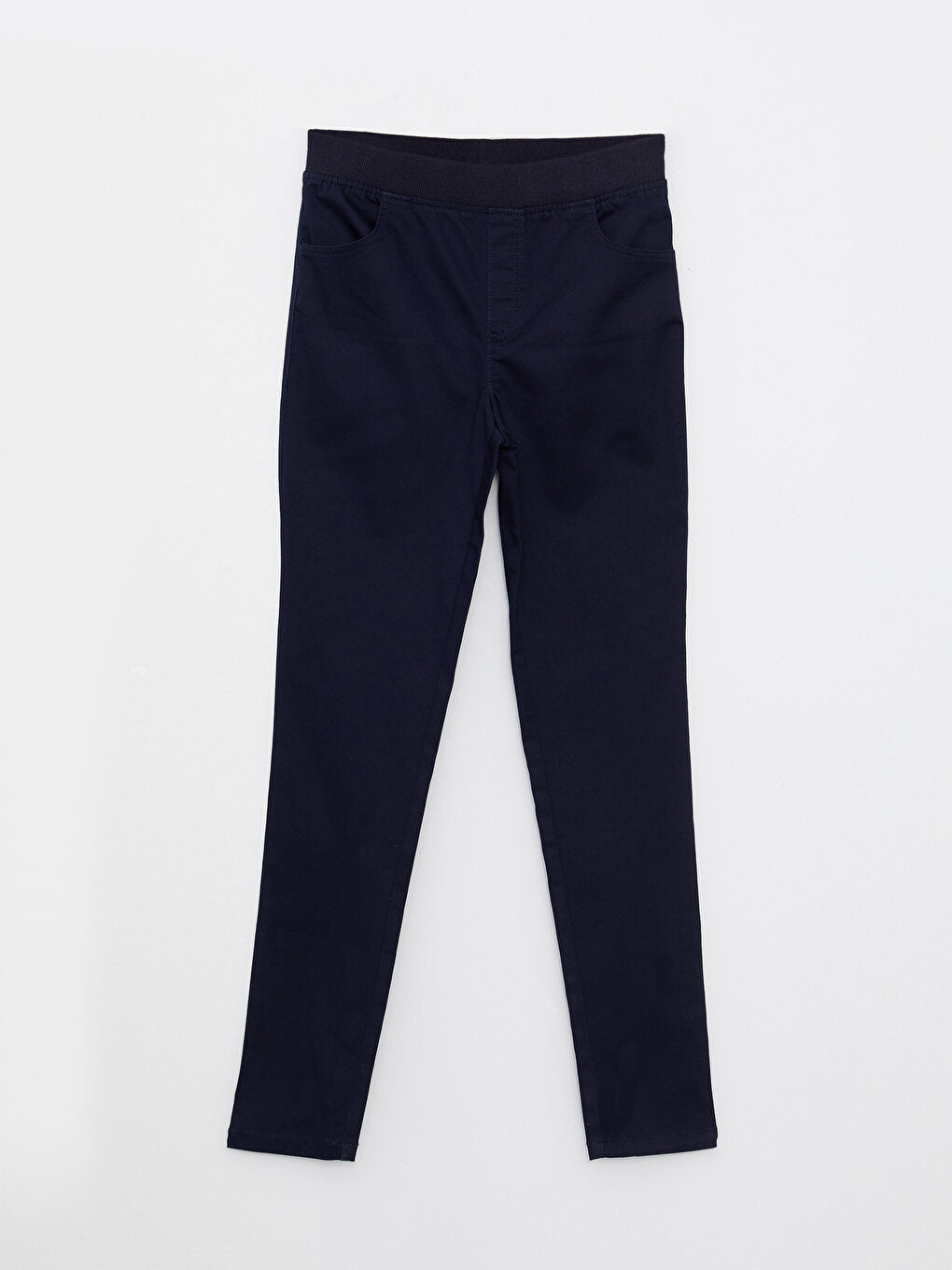 Basic Gabardine Girl's Trousers with Elastic Waist