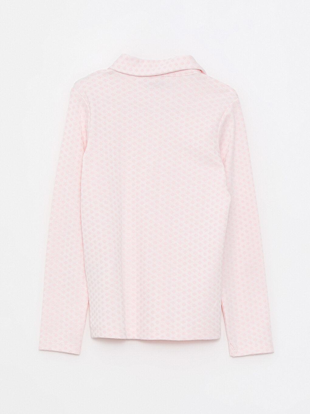 Polo Neck Self-Patterned Long Sleeve Girls' T-Shirt