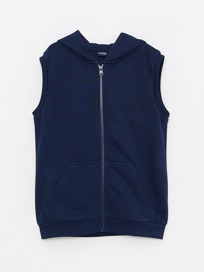 Hooded Basic Boy's Zippered Vest