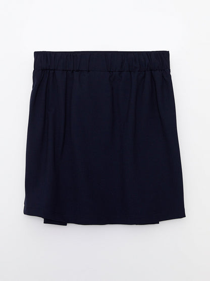 Basic Gabardine Girl's Skirt with Elastic Waist