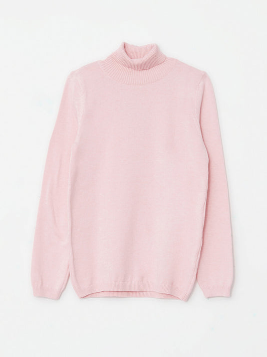 Turtleneck Basic Long Sleeve Girl's Knitwear Sweater