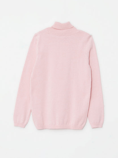 Turtleneck Basic Long Sleeve Girl's Knitwear Sweater