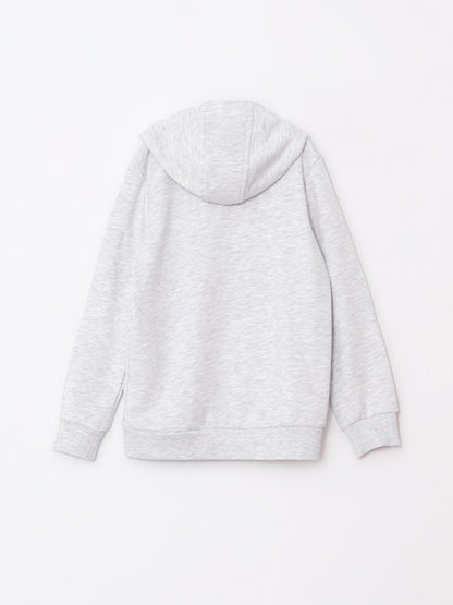 Hooded Basic Long Sleeve Girl's Zippered Sweatshirt