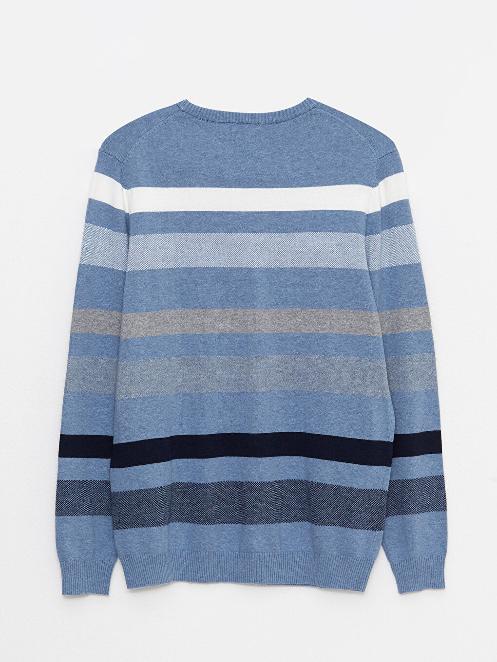 Crew Neck Long Sleeve Striped Men's Knitwear Sweater