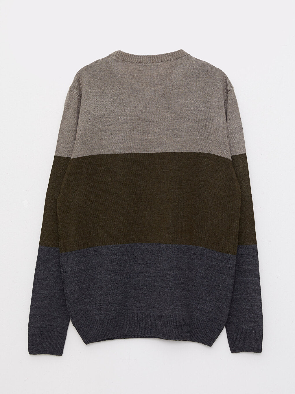 Crew Neck Long Sleeve Color Block Men's Knitwear Sweater