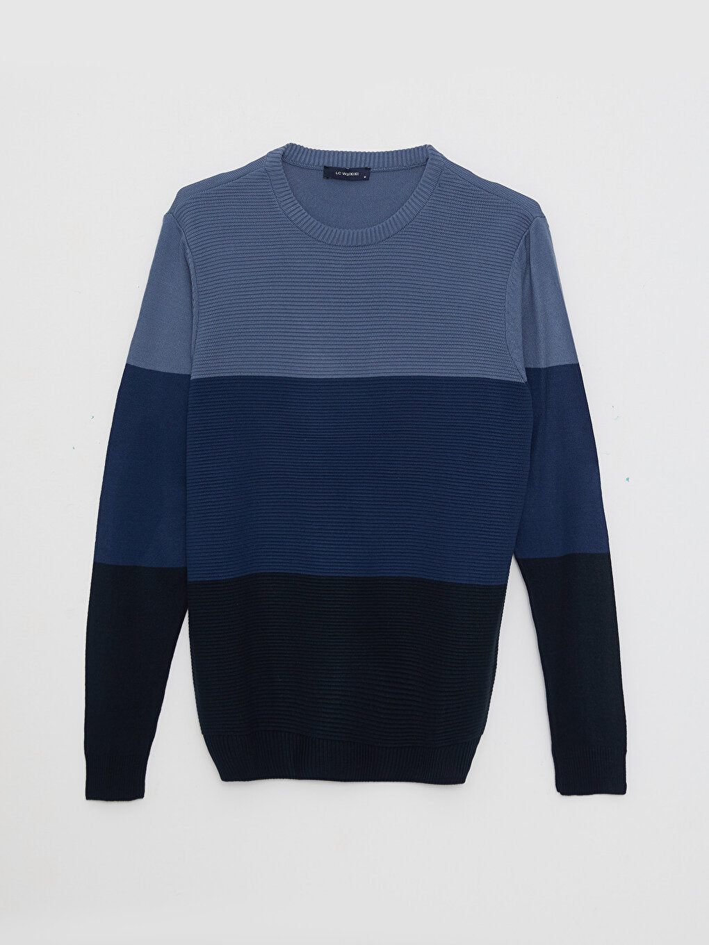 Crew Neck Long Sleeve Color Block Men's Knitwear Sweater