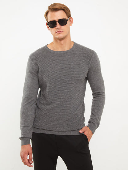 Crew Neck Long Sleeve Men's Knitwear Sweater