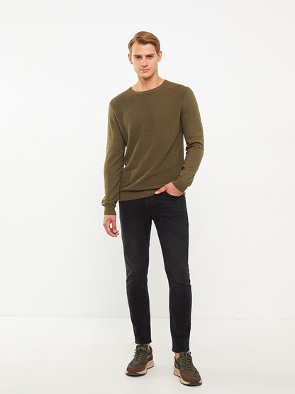 Crew Neck Long Sleeve Men's Knitwear Sweater