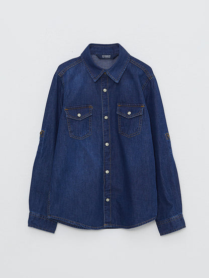 Basic Long Sleeve Boy Jean Shirt