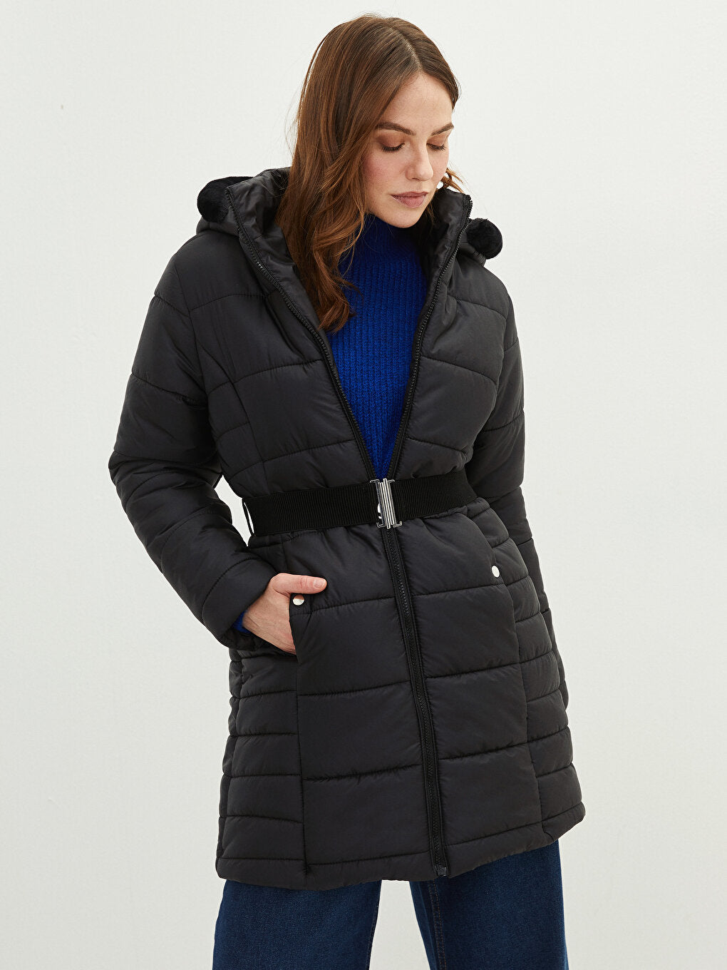 Women's Hooded Plain Puffer Coat