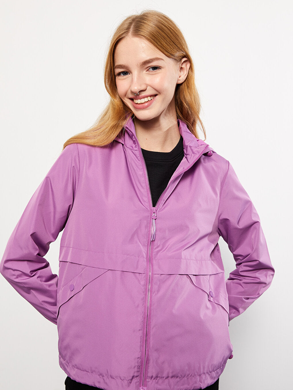 Women's Hooded Plain Raincoat