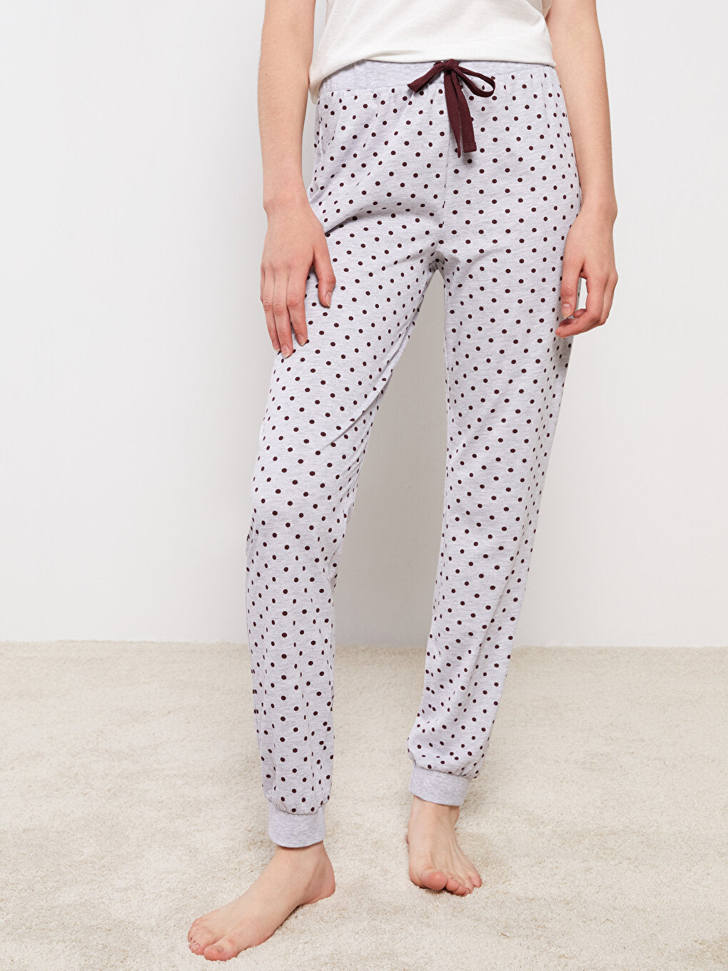 Polka Dot Women's Jogger Pajama Bottom with Elastic Waist