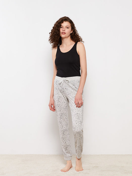 Patterned Women's Jogger Pajama Bottom with Elastic Waist