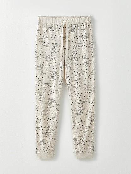 Patterned Women's Jogger Pajama Bottom with Elastic Waist