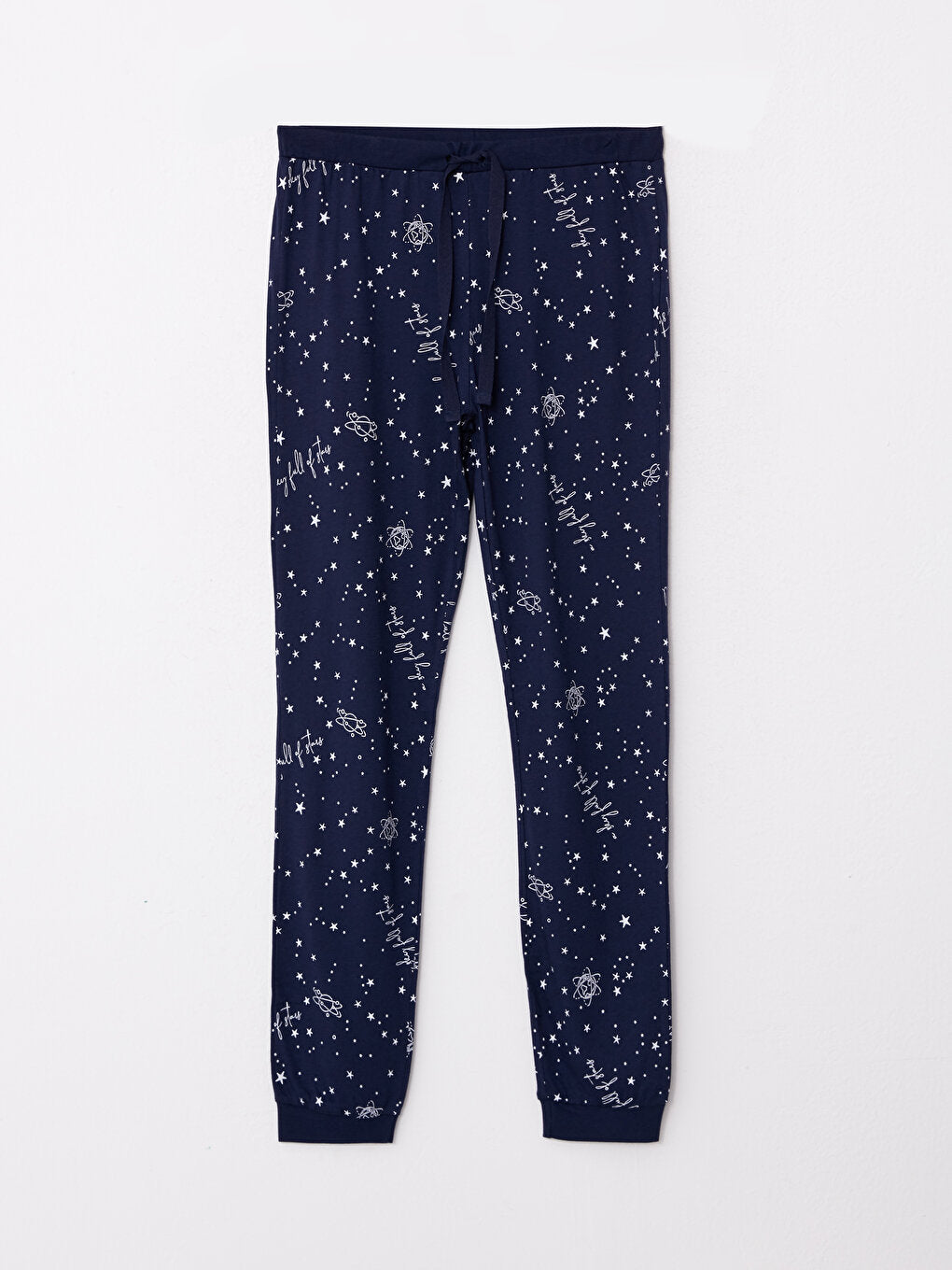 Patterned Cotton Women's Jogger Pajama Bottoms with Elastic Waist