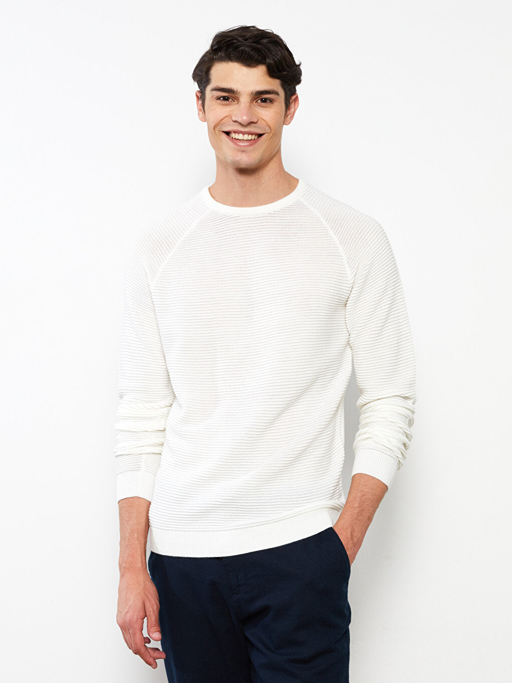 Crew Neck Long Sleeve Men's Knitwear Sweater