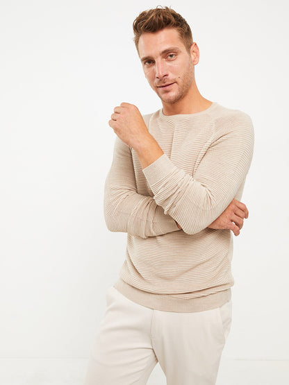 Crew Neck Long Sleeve Men's Knitwear Sweater