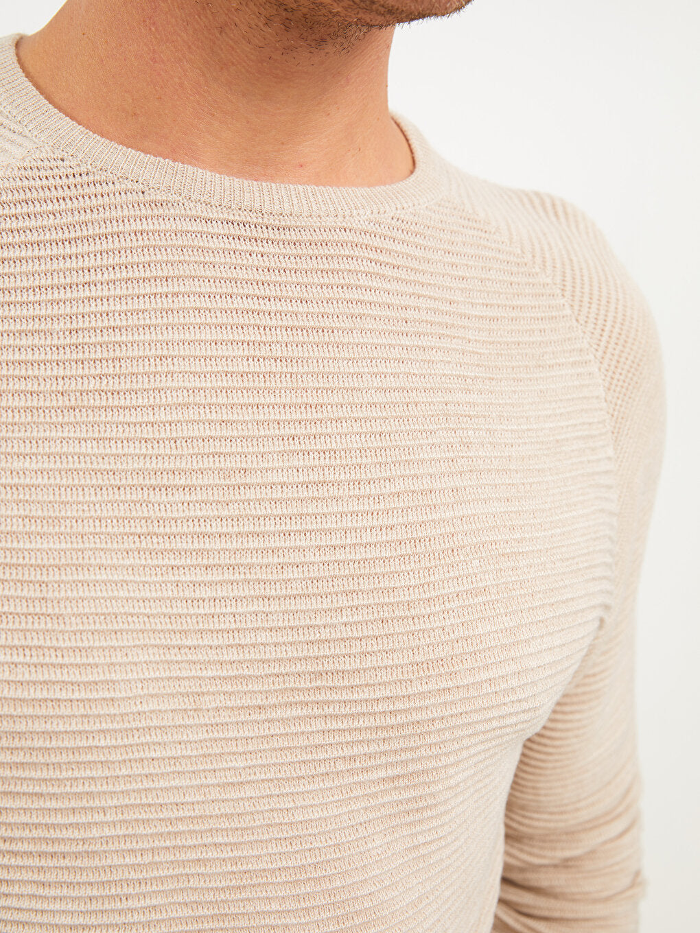 Crew Neck Long Sleeve Men's Knitwear Sweater