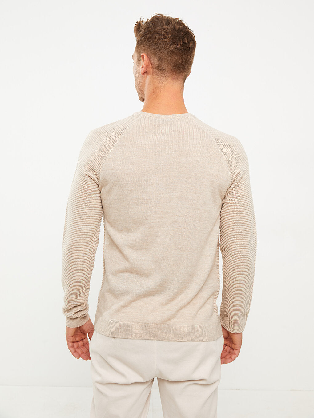 Crew Neck Long Sleeve Men's Knitwear Sweater