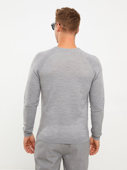 Crew Neck Long Sleeve Men's Knitwear Sweater