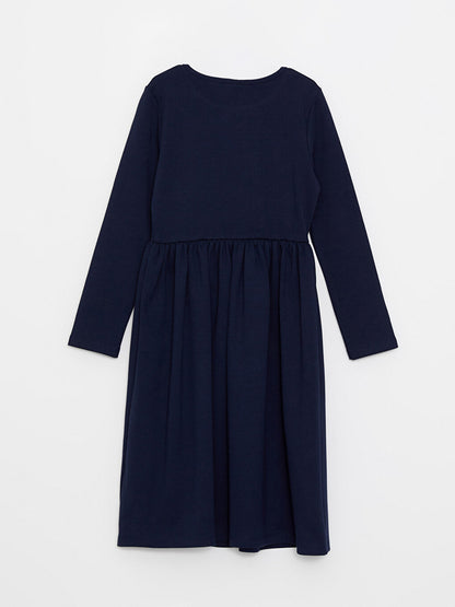 Crew Neck Basic Long Sleeve Dress