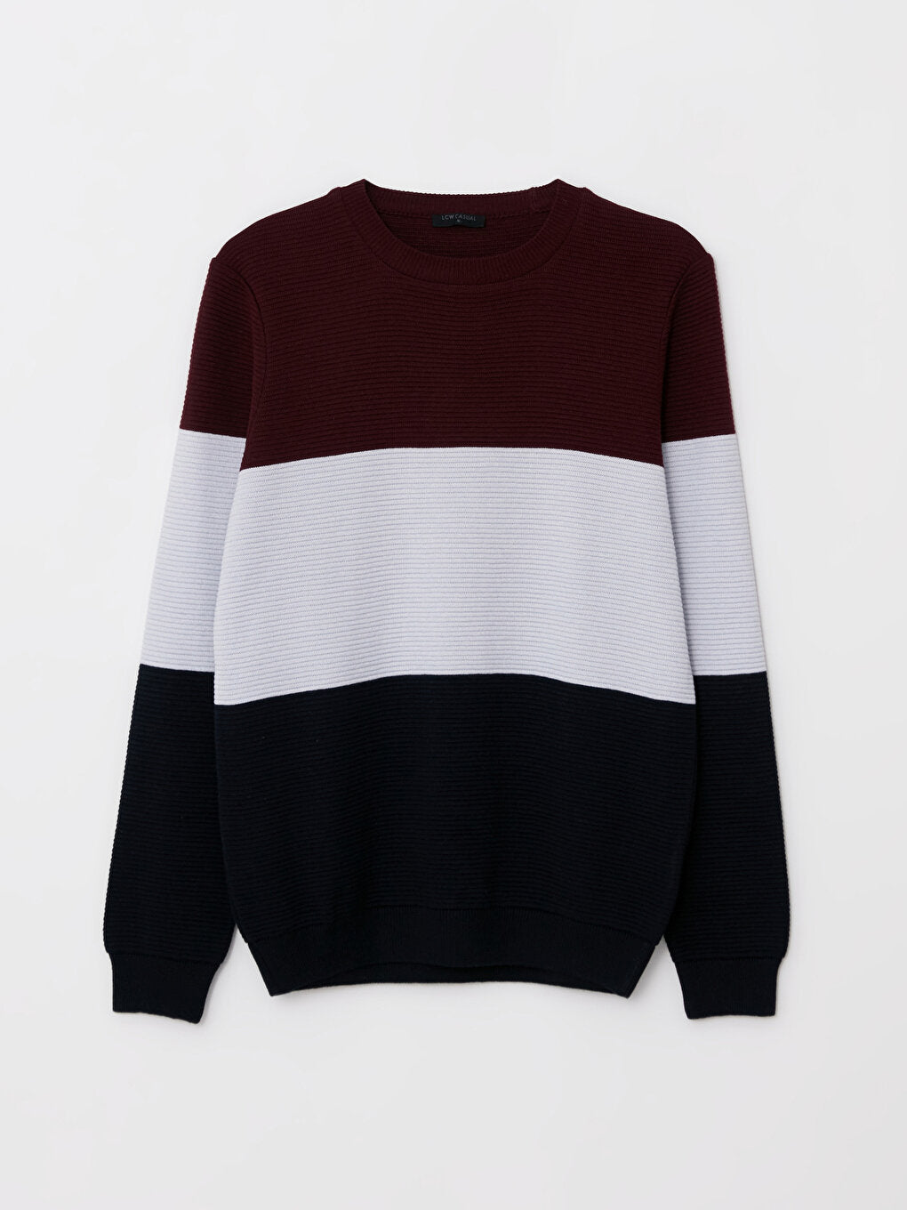 Crew Neck Long Sleeve Color Block Men's Knitwear Sweater