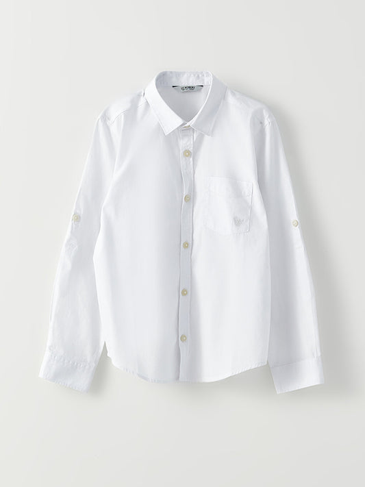 Basic Long Sleeve Poplin Boy's Shirt