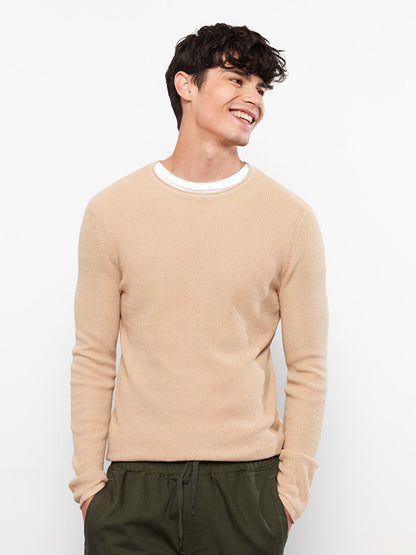 Crew Neck Long Sleeve Men's Knitwear Sweater