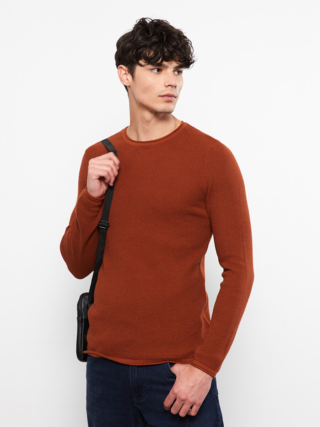 Crew Neck Long Sleeve Men's Knitwear Sweater