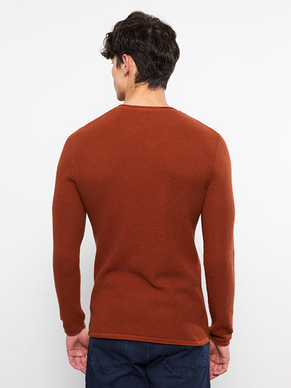 Crew Neck Long Sleeve Men's Knitwear Sweater