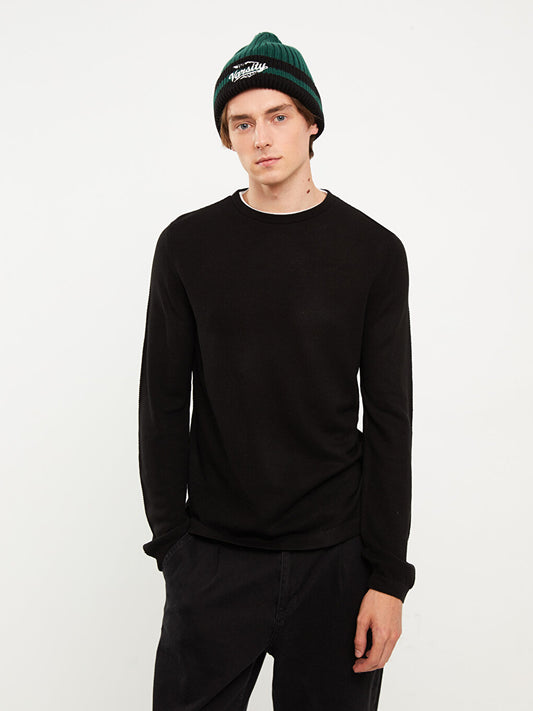 Crew Neck Long Sleeve Men's Knitwear Sweater