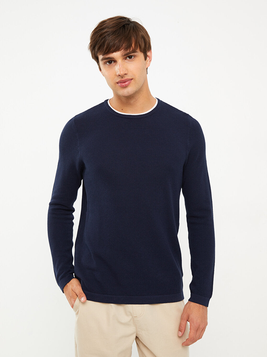 Crew Neck Long Sleeve Men's Knitwear Sweater